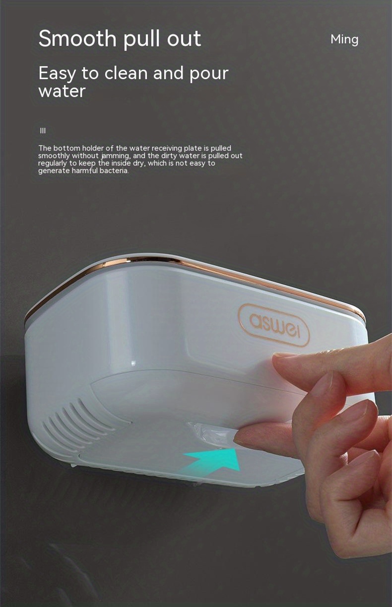 Leakproof Wall-Mounted Soap Dish with Lid - Durable Plastic, Rectangular Bathroom Accessory, Soap Holder, Soap Container, Drip Tray