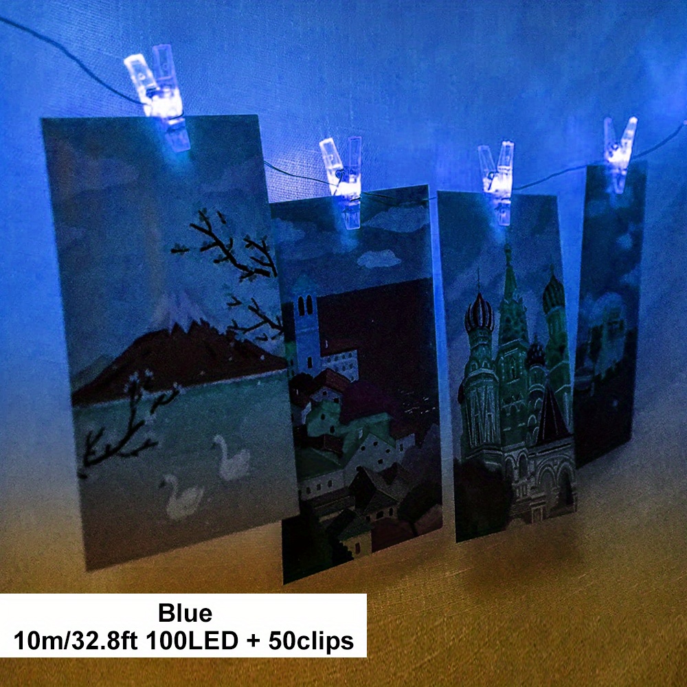 Herefun 40 LEDs Clips Photos Guirlande Lumineuse Blanc Chaud, 6M 8 Modes  Photo Clip Pince Guirlande Lumineuse Afficher Photo, Pictures, Artwork,  Décor