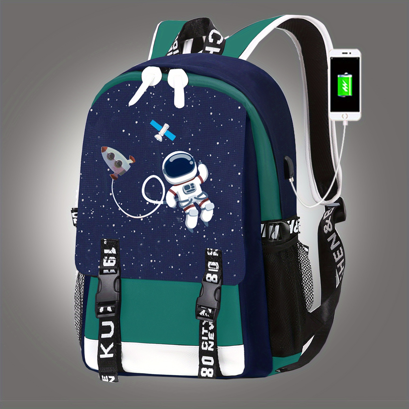 Shark Pattern Backpack, Trendy Nylon Student School Bag, Lightweight Travel  Bookbag With Usb Charging Port - Temu Australia