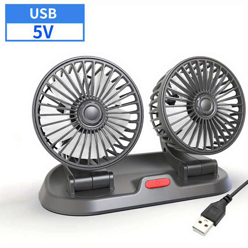 Geepact Car USB Dual-Head Fan 360° Mini Fan Car Strong Dual Fan