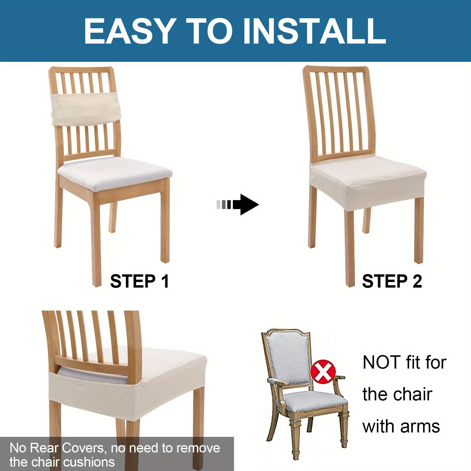 Waterproof Dining Chair Slipcover Stretch Jacquard Removable Temu