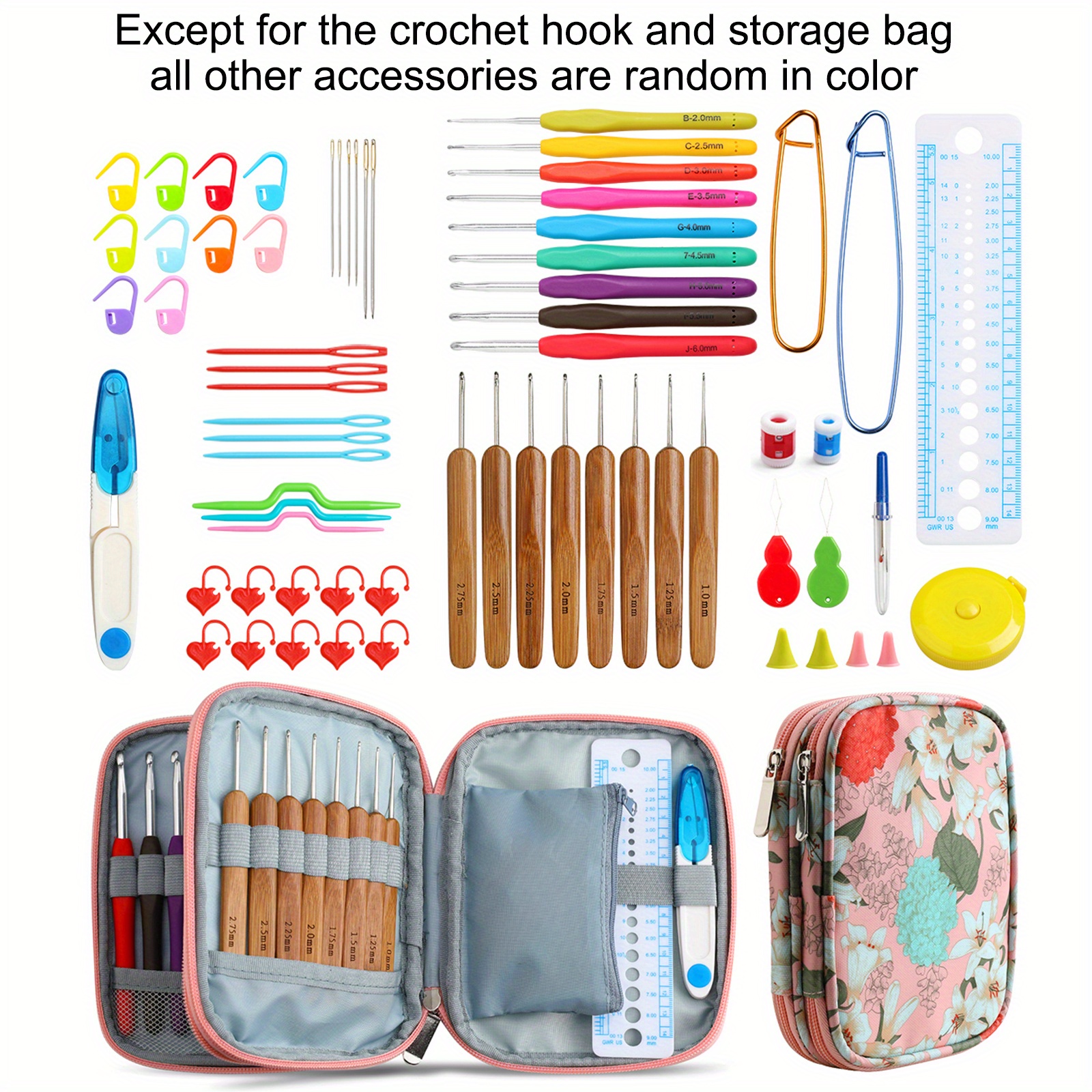 Arts And Crafts Crochet Hooks Kit With Storage Bag Weaving