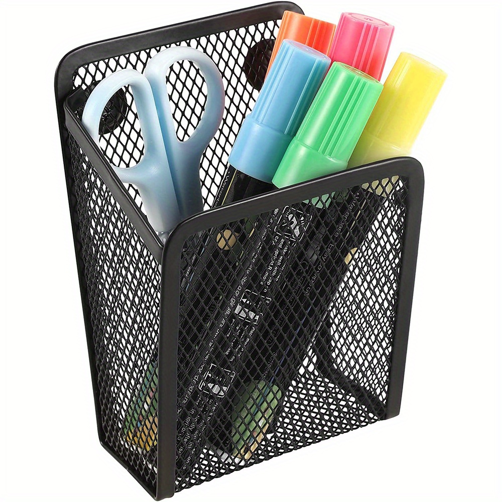 

Magnetic Pencil Holder, Mesh Stainless Steel Pen Basket, Metal Utensil Storage Organizer For Whiteboard, Blackboard, Kitchen, Locker, Home And Office