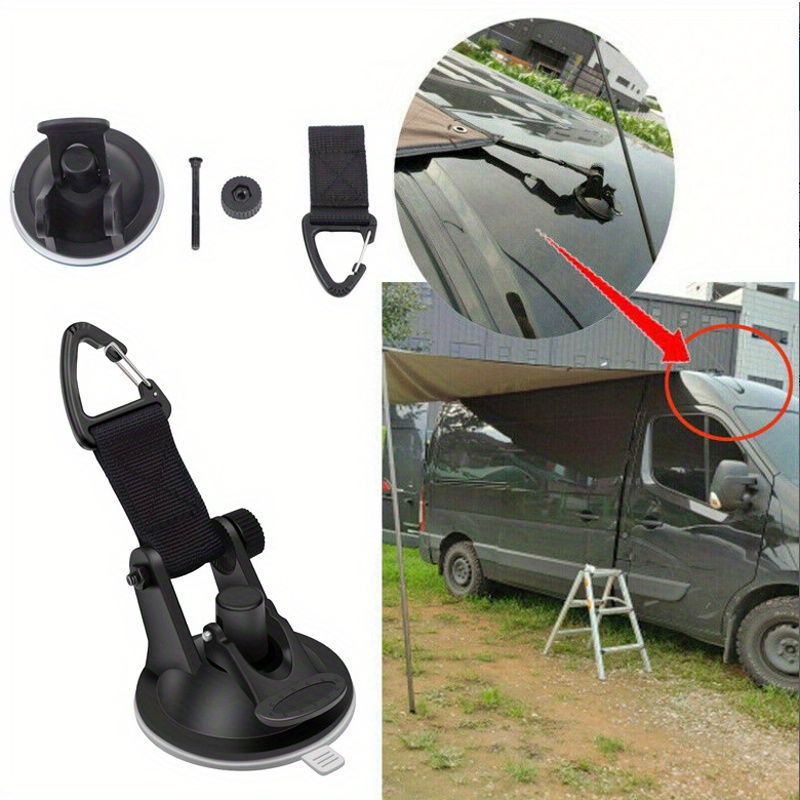 Ventose per impieghi gravosi 4 pezzi con ganci aggiornati Auto Camping Tie  Down Ventosa Tazza di telo da campeggio Accessorio con gancio di fissaggio  Forte potenza per Awnin