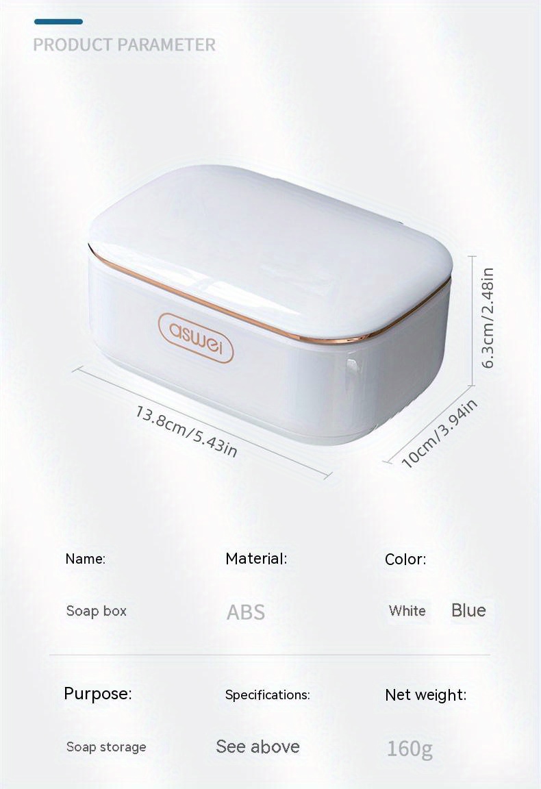 Leakproof Wall-Mounted Soap Dish with Lid - Durable Plastic, Rectangular Bathroom Accessory, Soap Holder, Soap Container, Drip Tray