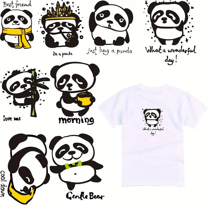 Cartoon Panda Animals Patches Iron Patches Heat Transfer - Temu United ...