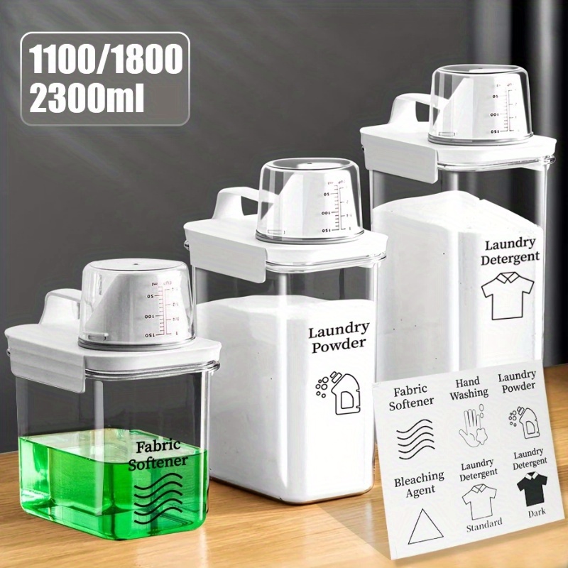 Dispensador de detergente hermético recargable para ropa, depósito vacío a  prueba de fugas para suavizante de polvo, contenedor de almacenamiento de  lejía - AliExpress