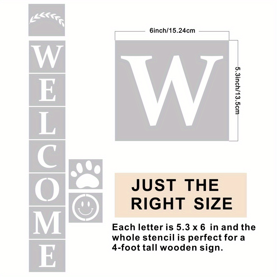 Large Vertical Welcome Sign Stencils for Painting on Wood and More
