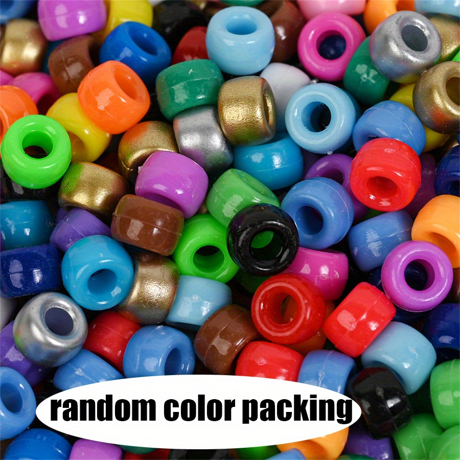6 x 9mm,Pony Beads Opaque Multicolor Mix Plastic Acrylic Bulk Craft Pony  Beads,300PCs (White)