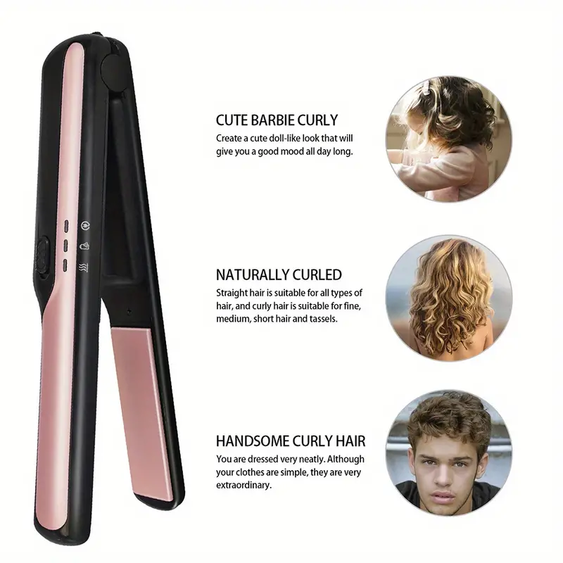 cordless hair straightener hair styling tool usb rechargeable hair straightening iron hair straightener hair curler 2 in 1 details 4