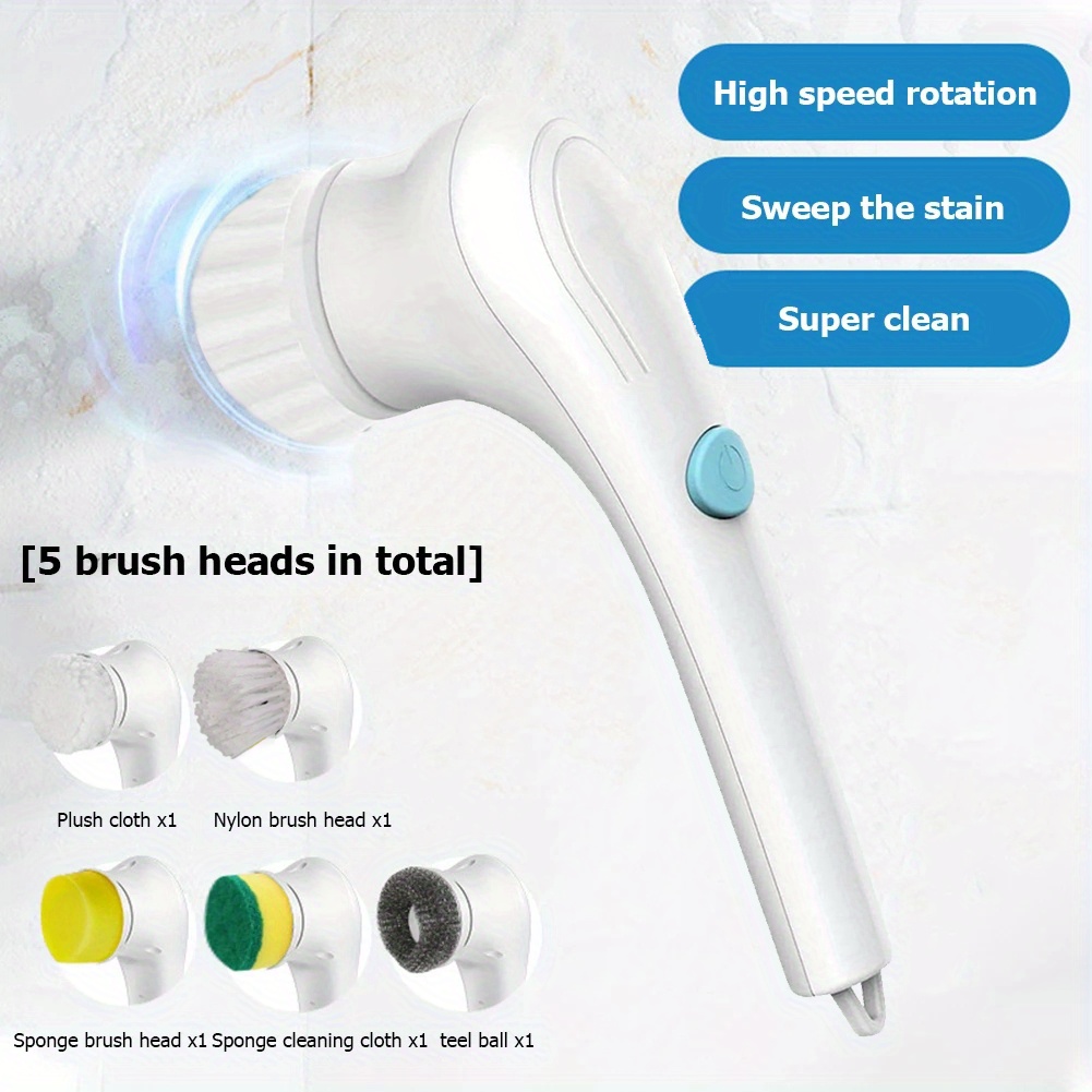 Electric Cleaning Brush Bathroom Wash Brush Kitchen Cleaning Tool USB  5-in-1