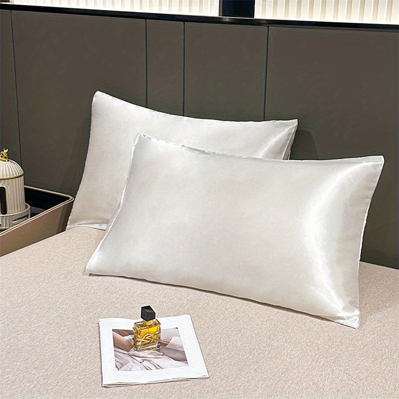 2pcs breathable satin pillowcases without core for hair and   colorful satin pillowcases for bedroom decor details 11