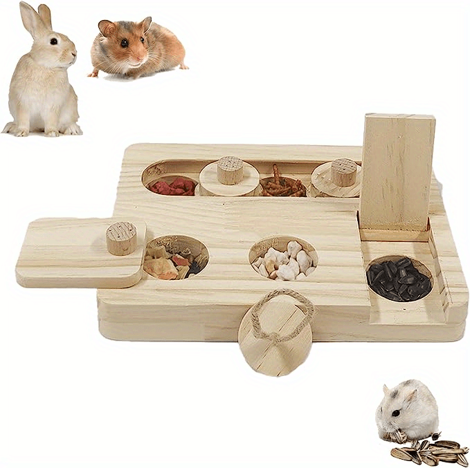 Hamster Treats Hiding Toy Wooden Hamster Food Hide Toy Small Animals Food  Foraging Toy 