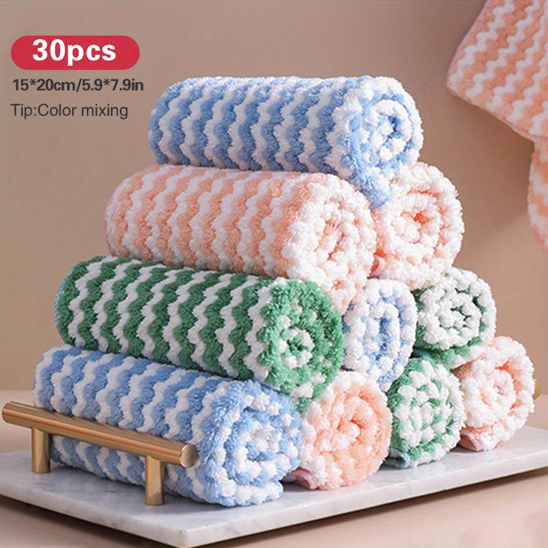 20pcs Kitchen Dish Cloths Dish Towels Absorbent Coral Fleece Cloth Fast  Drying Dish Rags Color random