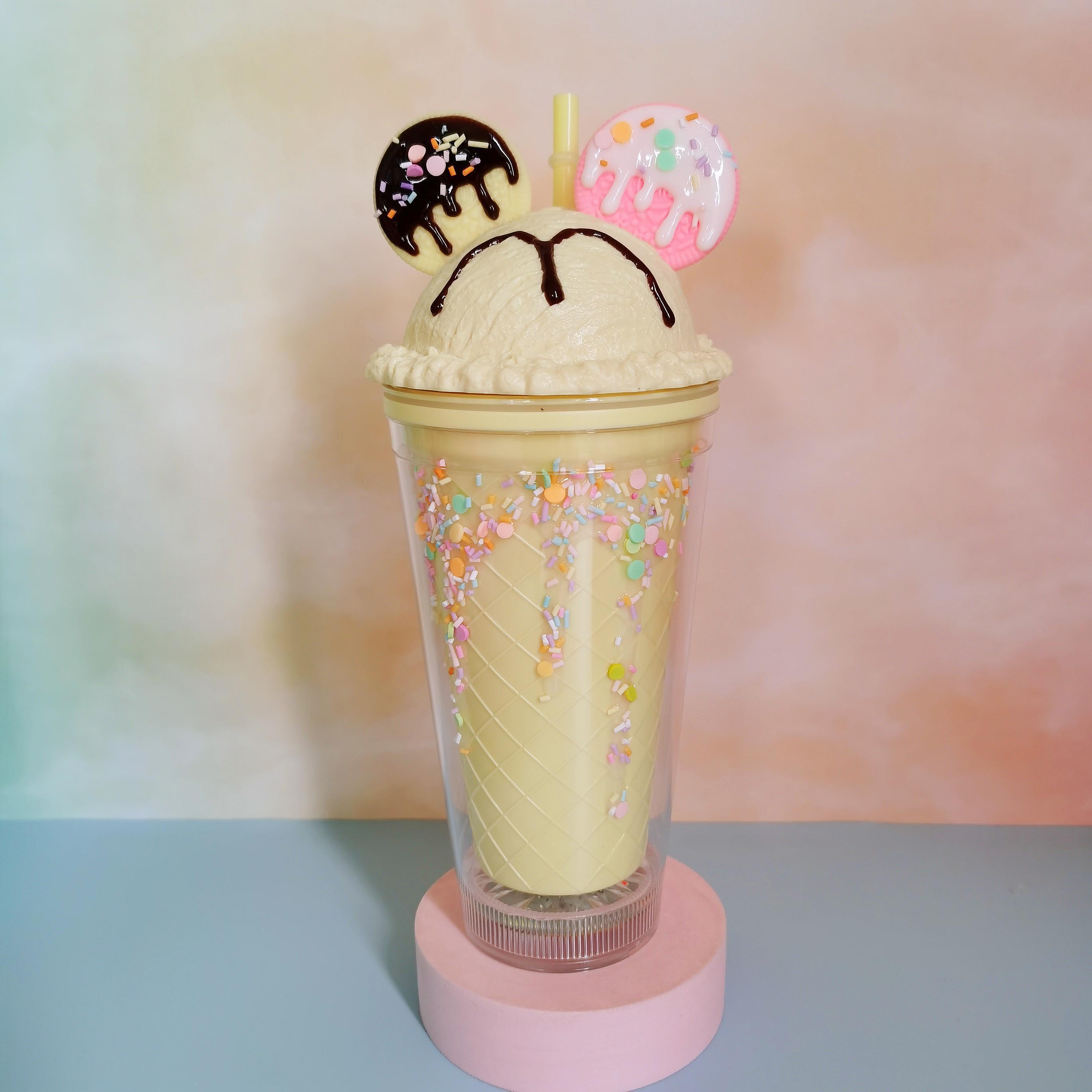 Ice Cream Cookie Tumbler With Lid And Straw Double Walled - Temu