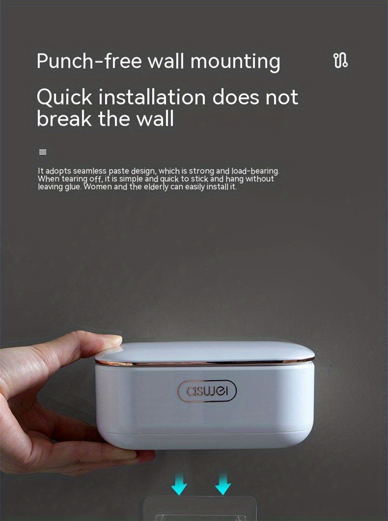 Leakproof Wall-Mounted Soap Dish with Lid - Durable Plastic, Rectangular Bathroom Accessory, Soap Holder, Soap Container, Drip Tray