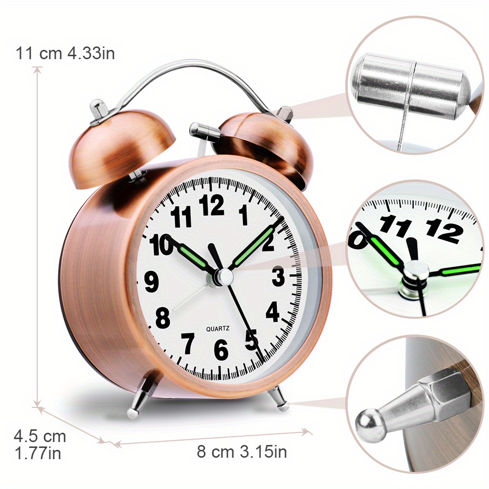 1pc Retro Alarm Clocks Bedside Silent Simple Clocks Non Ticking Battery  Powered Loud Twin Bell Bedroom Quiet Clock Back School Aesthetic School  Supplies, Find Great Deals