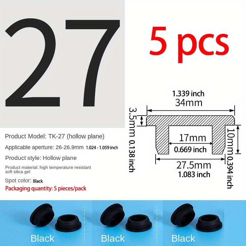Tapones de goma de silicona, color rojo, blanco, negro, 2,7 mm a 17 mm,  tapón de sellado tipo T, a prueba de polvo, agujeros de tornillo para  muebles, (tamaño: 3 mm, color