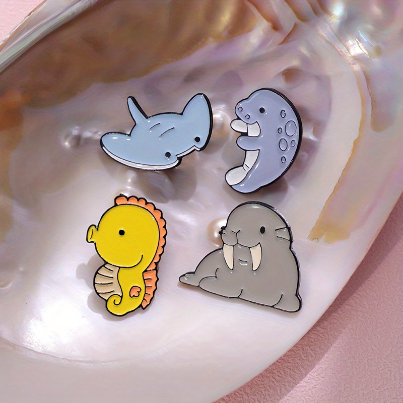 Cute Sea Animals Enamel Pins Whale Dolphin Brooches Lapel - Temu