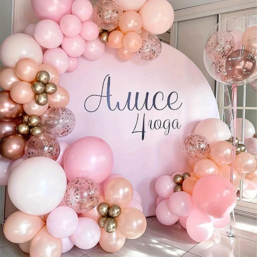 Juego, Kit De Arco De Guirnalda De Globos Rosas, Globo De Látex De Confeti  Dorado Rosa De Metal, Suministros De Decoración Para Fiesta De Boda, Cumple