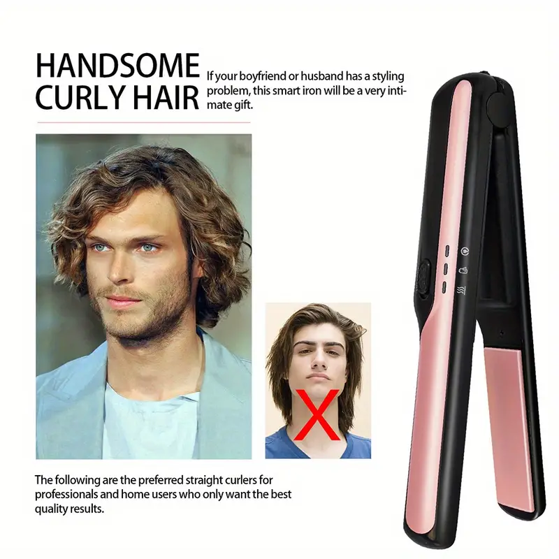 cordless hair straightener hair styling tool usb rechargeable hair straightening iron hair straightener hair curler 2 in 1 details 5