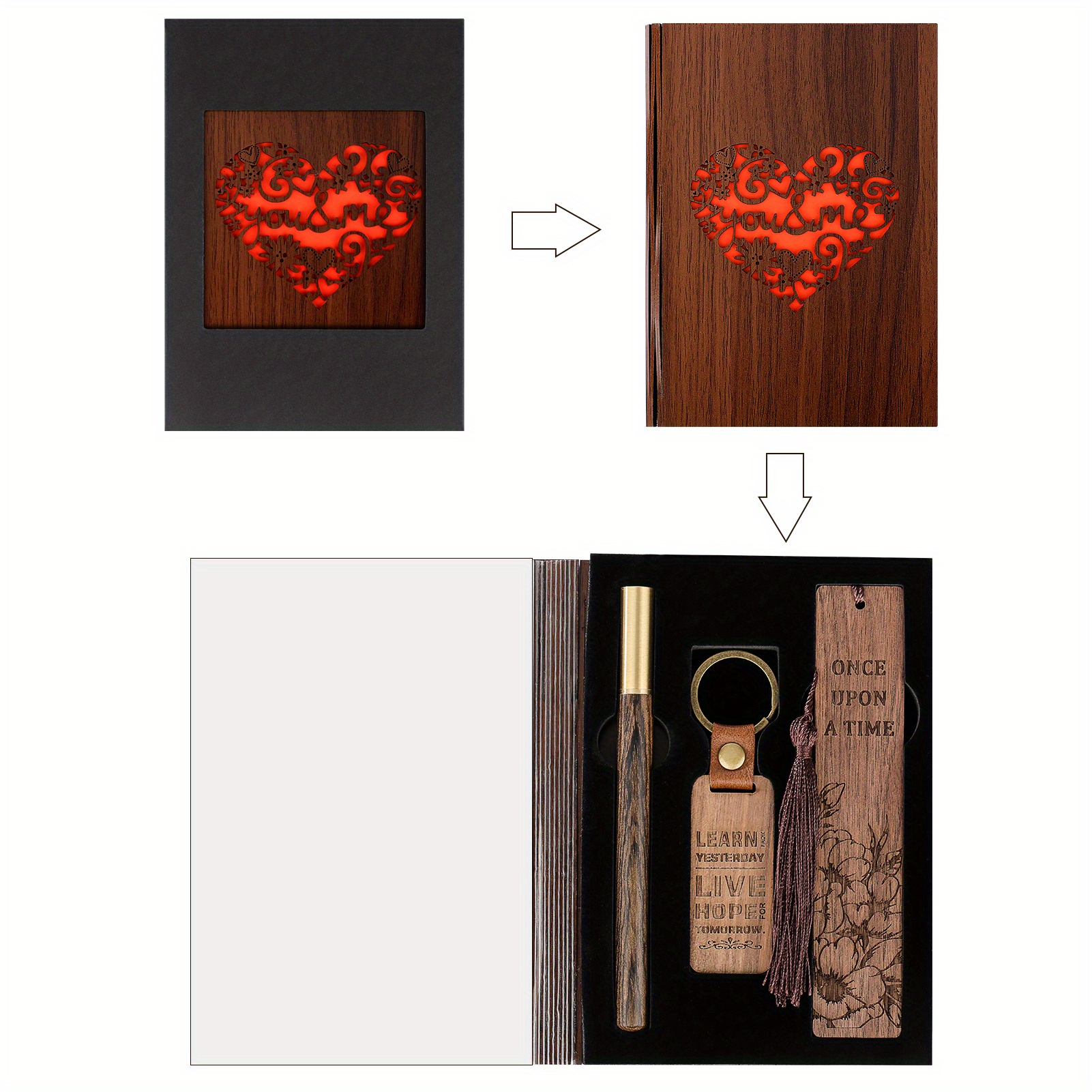 1 Wooden Bookmark Pen Keychain Set Handmade Natural Wooden - Temu