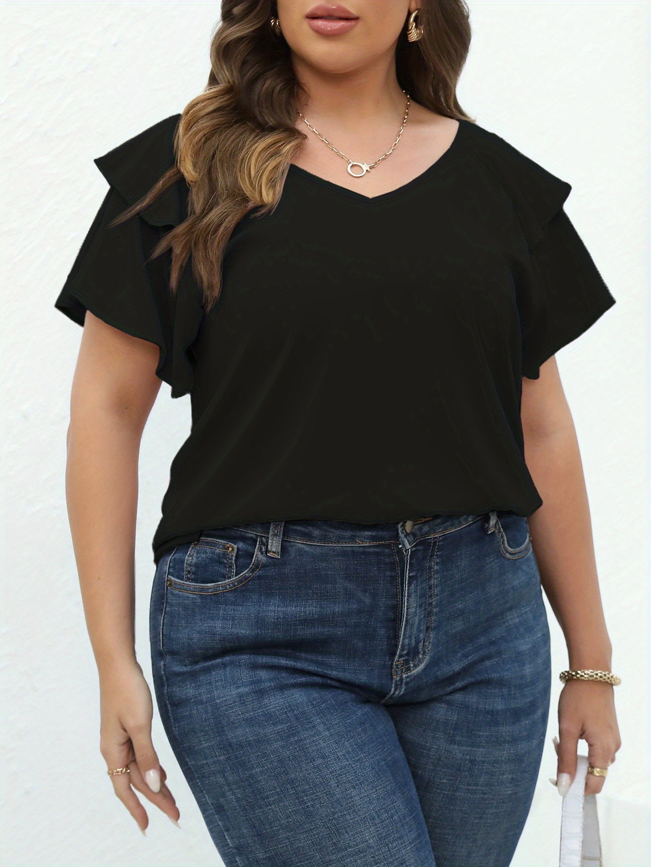 Plus size casual blouse women s plus solid color short temu australia