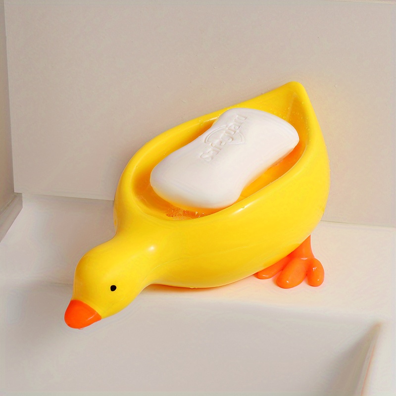 1pc Creative Yellow Soap Dish With Drainage & Soap Holder Strong