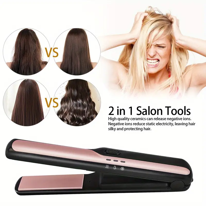 cordless hair straightener hair styling tool usb rechargeable hair straightening iron hair straightener hair curler 2 in 1 details 3