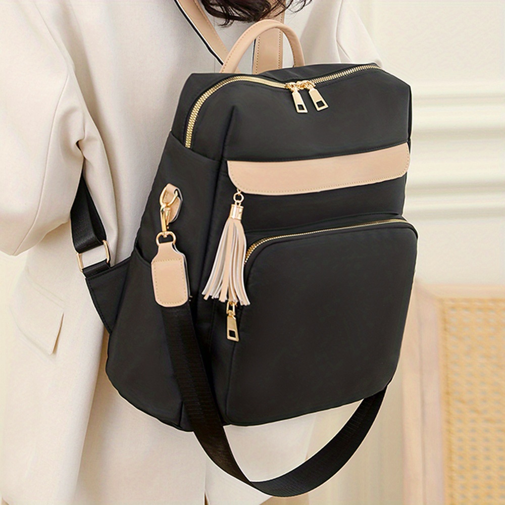 Color Block Convertible Backpack Purse, Antitheft Back To School Bag