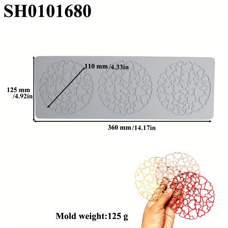 SHENHONG Chocolate Molds Silicone Heart-Shaped Geometric Texture