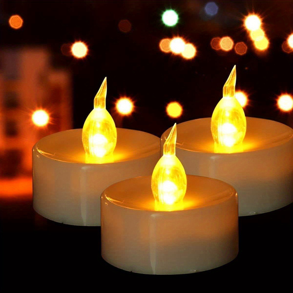 24 bougies LED sans flamme, bougies chauffe-plat réalistes et lumineuses,  fonctionnement à piles, bougie chauffe-plat longue durée pour mariage,  vacances, fête : : Luminaires et Éclairage