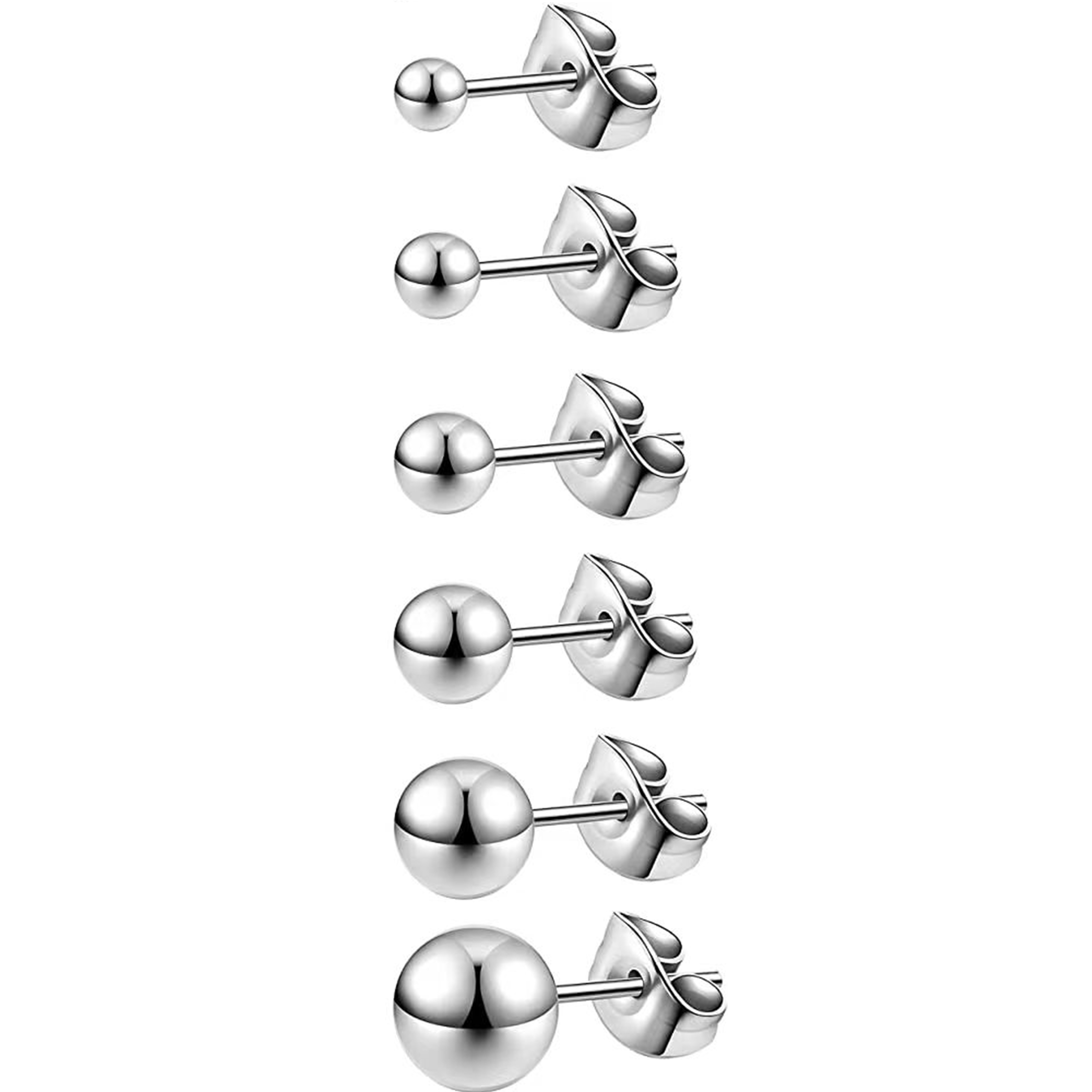 Small Silver Titanium Ball Stud Earrings