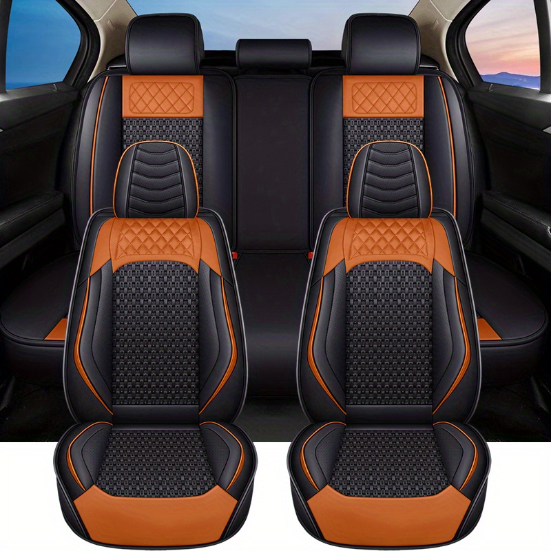 Juego completo de fundas universales para asiento de automóvil, fundas de  asiento de cuero impermeables para automóviles, compatibles con bolsas de