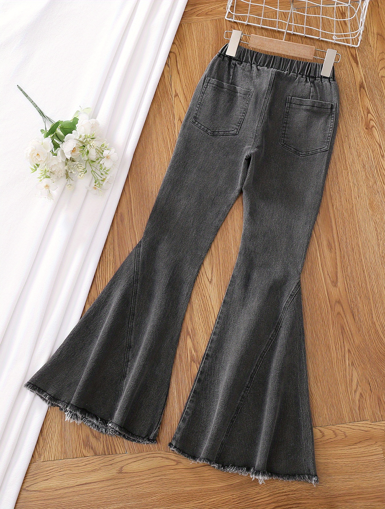 Flared Jeans Vintage High Waist Full Length Wide Leg Pants
