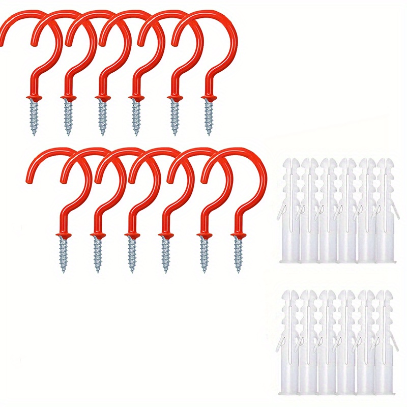 10pcs Ceiling Iron Hooks Screw-in Wall Hanger Vinyl Coated Anti