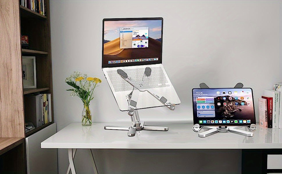 AOEVI Supporto regolabile per laptop con base girevole a 360, supporto per  computer portatile Ergonimic pieghevole per scrivania compatibile con