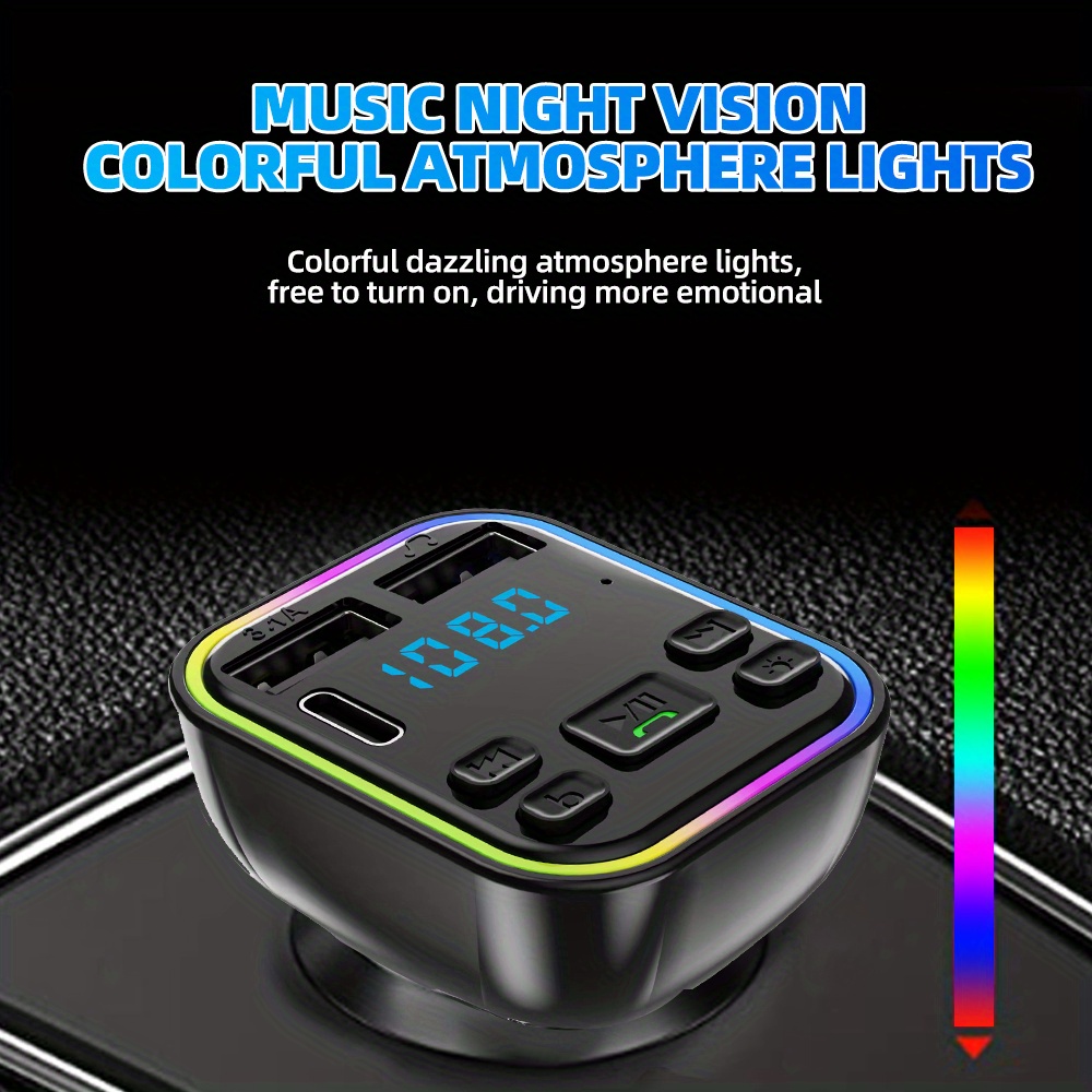 Car Bluetooth 5.3 FM Transmitter Wireless Audio Receiver Car MP3 Player 66W  PD Fast Charger Ambient Light Muti-point Charger - AliExpress