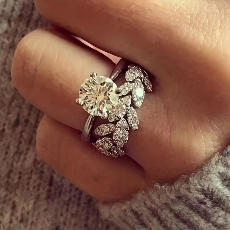 Anillos de boda para mujer, anillo de diamantes con incrustaciones de  flores, anillo ligero de lujo de alta calidad, los mejores anillos de