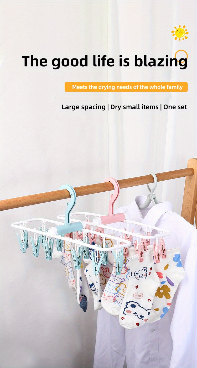 Multi functional Clothes Hanger 12 Clothespins Folding Wind - Temu