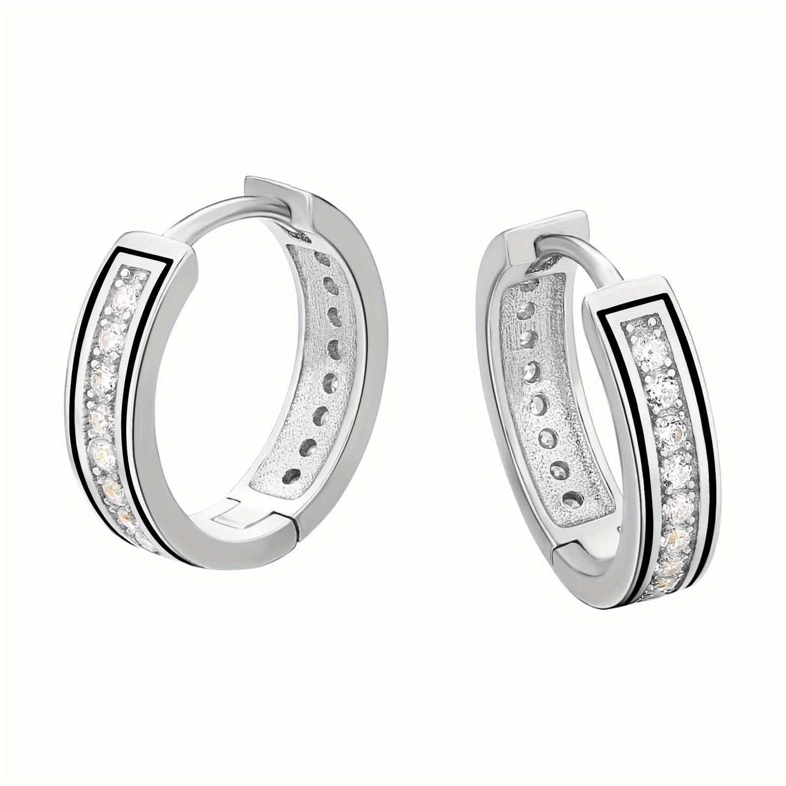 TEMU ICEDCHICS 15MM Orecchini a Cerchietto Stile Casual, Rivestiti in Oro 18K, Zirconia , Aghi per le Orecchie in Rame, Non Magnetici, con Accessori