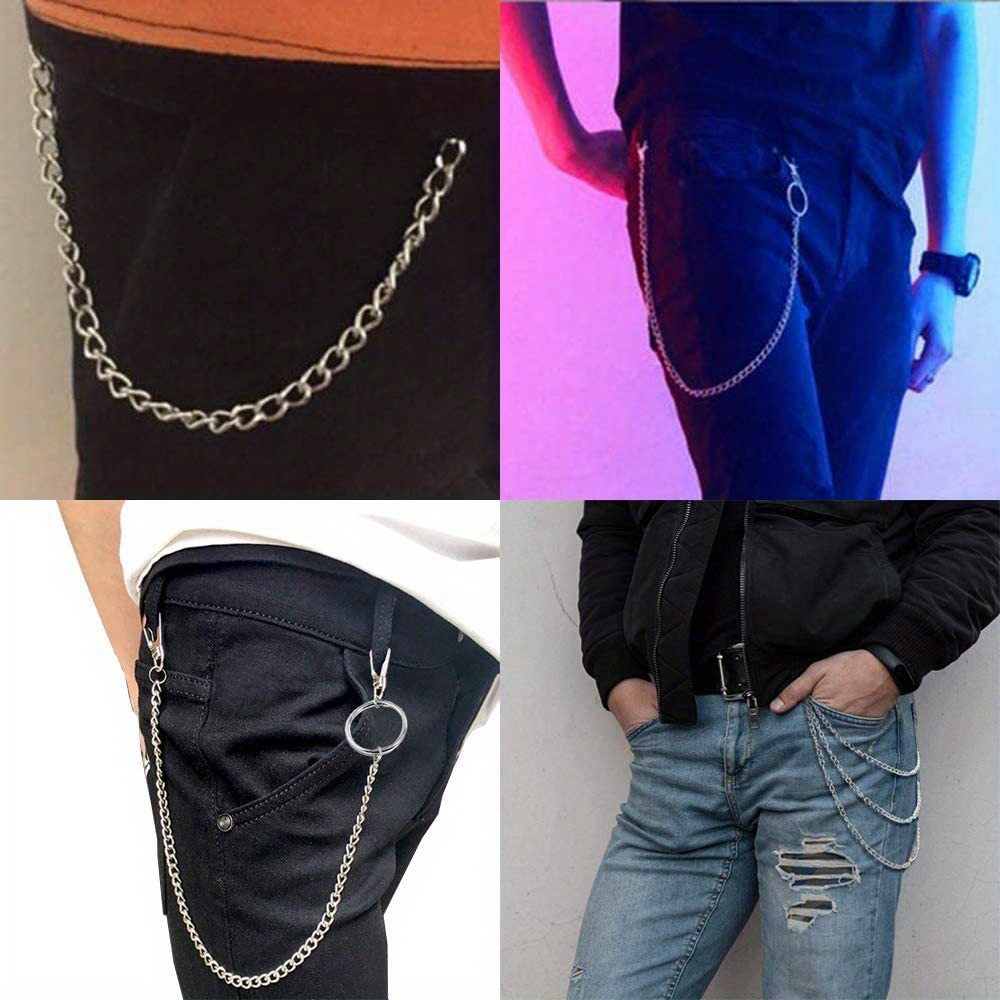 Pants Chain for Men Women 6Pieces Pocket Chain Both Ends Lobster Clasps  Cross Hip Hop Punk Chains Trousers Jeans Chain Wallet Belt Chains