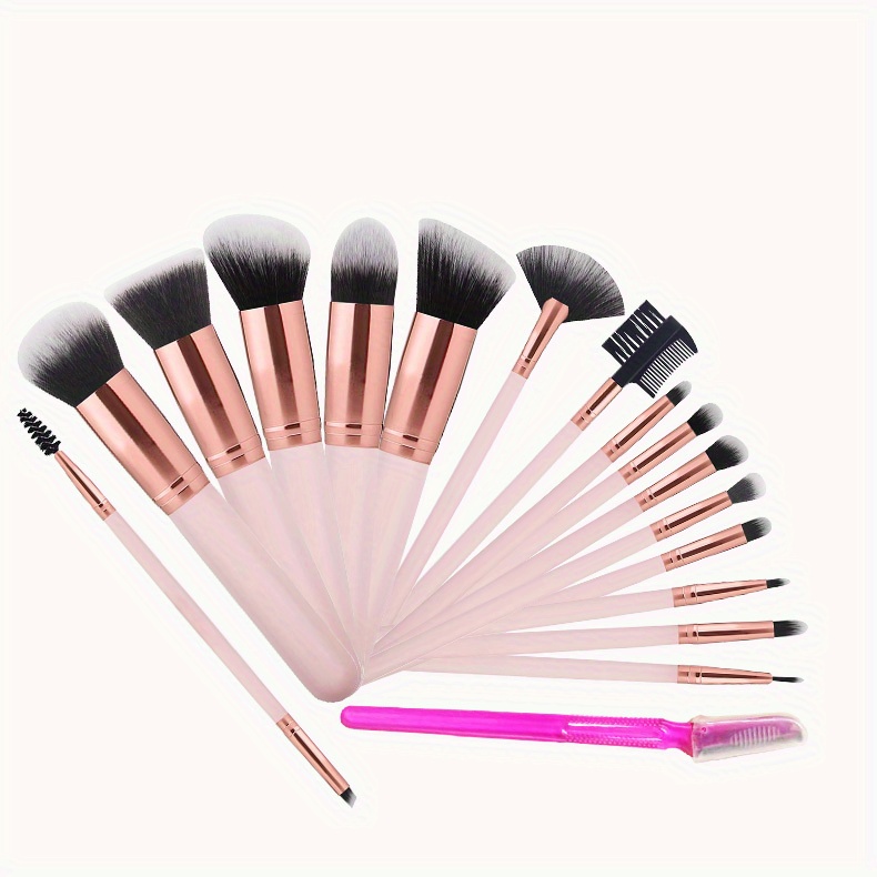 Real Perfection 16pcs Makeup Brushes Set with 1 Eyebrow Razor Premium  Synthetic Foundation Blending Face Powder Eye Shadow Concealer Make Up  Brushes