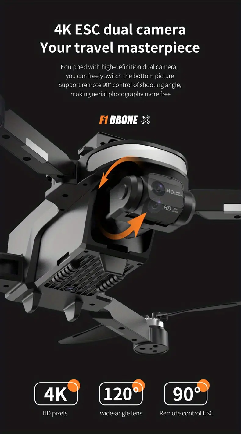 2023 latest version f1 wifi drone with gps brushless motor anti shake gimbal adjustable 4k hd dual camera version laser obstacle avoid sensor drones details 2