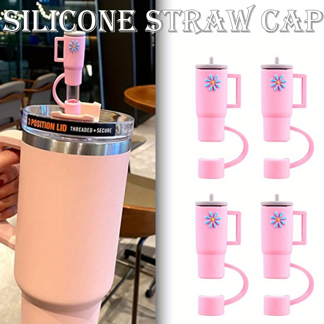 Silicone Straw Toppers: Keep Your Stanley Cup Tumbler Straws - Temu