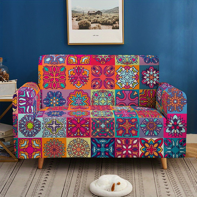 Classic Boho Milk Silk Printed Sofa Slipcover