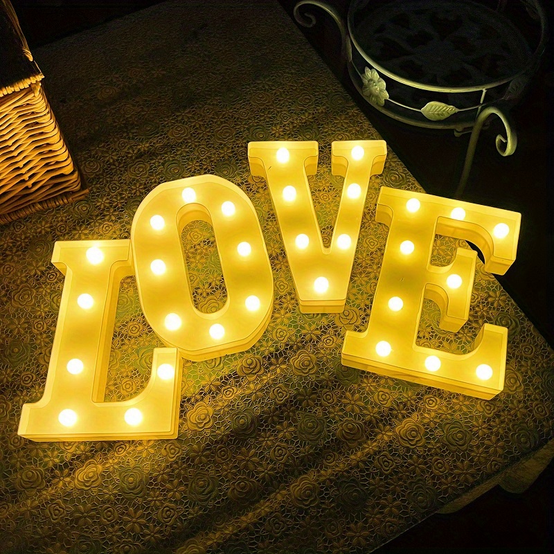 Señal de luces LED con letras del alfabeto, 26 letras A - Z para luz  nocturna, boda, fiesta de cumpleaños, funciona con pilas, lámpara de  Navidad