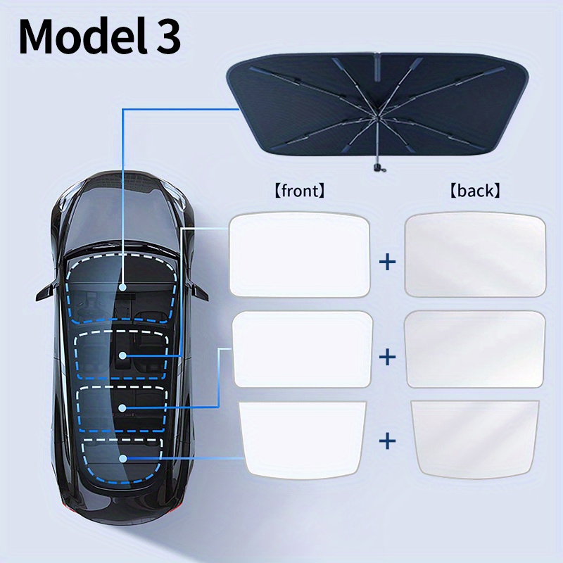 Parapluie Portatif De Voiture, Pour Tesla Model 3 Model S Model X Model Y  Accessoires Automatiques De Parapluie Se Pliant De [u8519]