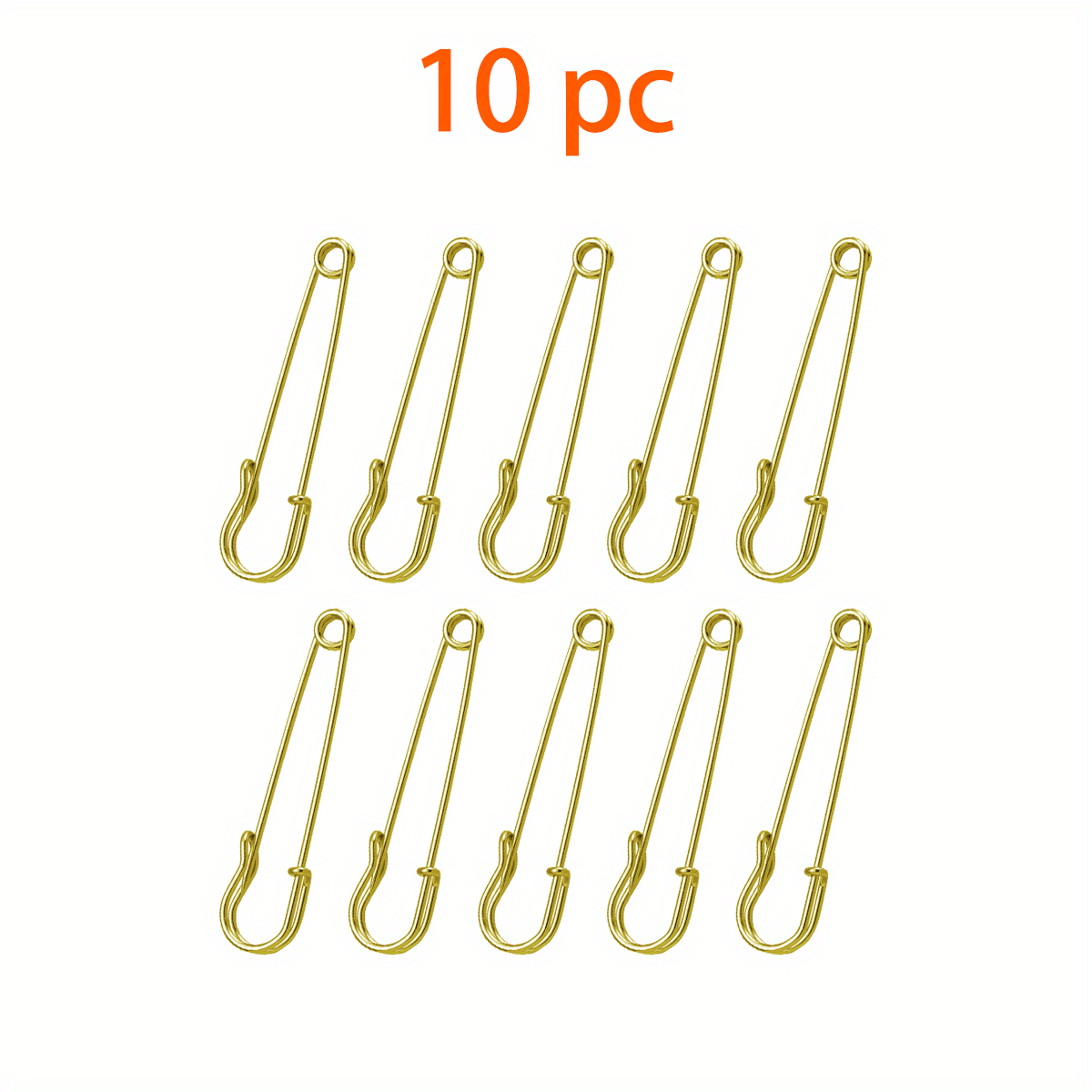 Jumbo Safety Pins / 5 Pieces Gold Large Safety Pins/ 2.75 Mix and Match  Colors/ Giant Safety Pins/ Great for Storing Zippers HR051 