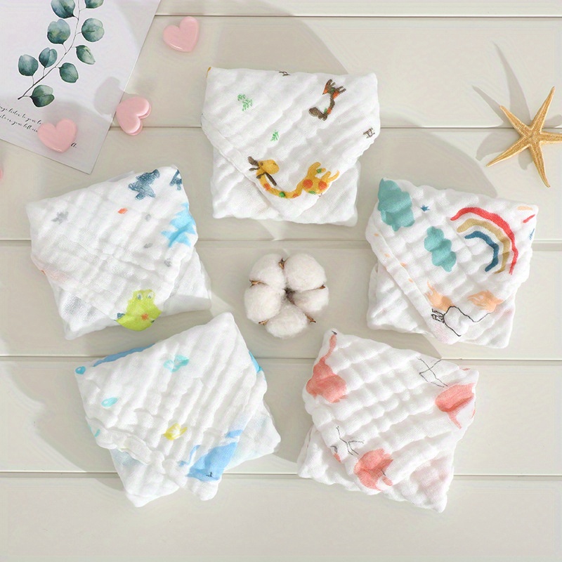 5 pack soft cotton muslin washcloths   newborns   babies 11 8x11 8 inches details 1